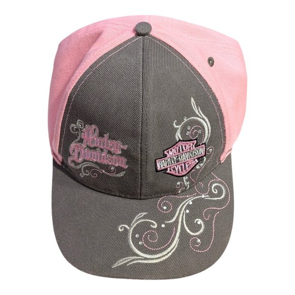Harley-Davidson Women's Pink & Gray Baseball Cap Hat Embroidered Swirls - Picture 6 of 8
